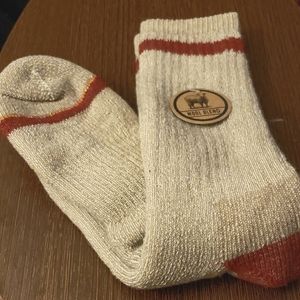 Gildan Gold Toe Wool Blend Socks Oatmeal w/Red Stripes